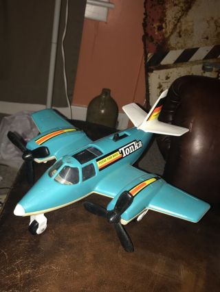 Vintage 1979 Tonka Hand Commander Turbo Prop Toy Airplane Light Blue Shape