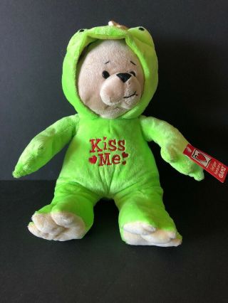 Ganz Plush Prince Froggy Brown Bear In Frog Costume “kiss Me” Valentines Nwt