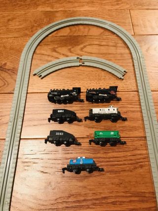 Vintage Galoob Micro Machines Toy Train Set With 7 Train Cars