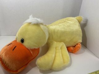 Dan Dee Large Plush Yellow Orange Duck Lying Down Bean Filled