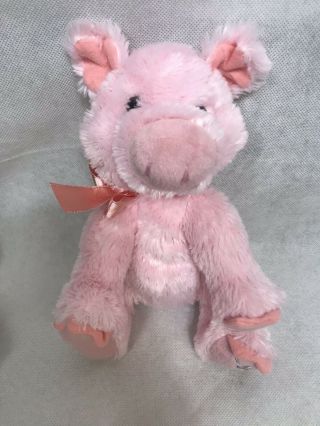 Shining Stars Pink Pig 2006 Russ Berrie Stuffed Plush 10 " With Neck Bow