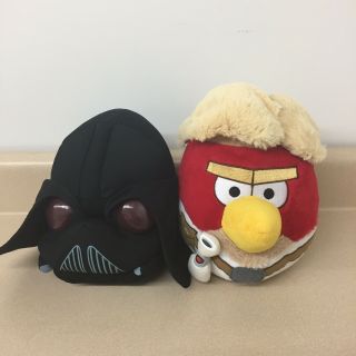 Angry Birds Star Wars Luke Skywalker & Darth Vader 8” Plush Stuffed Euc Ar190