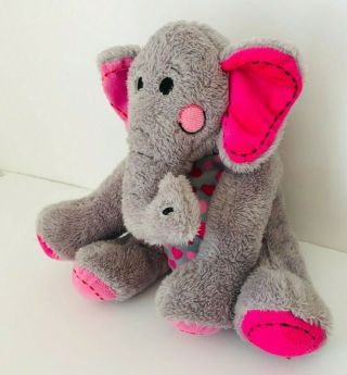 Dan Dee Collectors Choice Baby Elephant Plush Stuffed Toy 9 " Gray / Pink Hearts