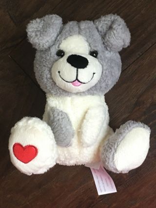 Animal Adventure Gray White Red Heart Puppy Dog Plush Soft Toy Stuffed 8 " Animal