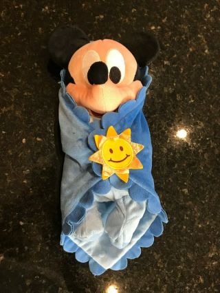 Disney Parks Babies Mickey Mouse Soft Plush Doll With Blanket