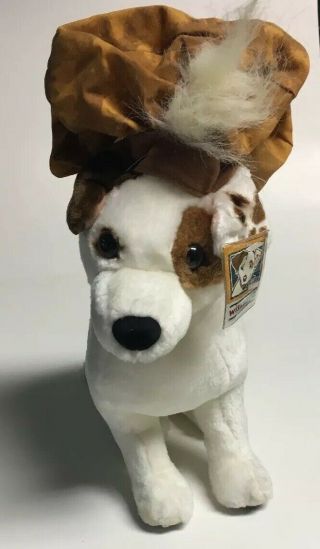 Vintage 1996 Wishbone Jack Russell Terrier Dog Plush 12” Tall - With Romeo Hat