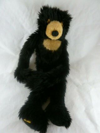 Wild Republic Hanging Black Bear Plush Stuffed 17 " Hook & Loop Long Arms Rare