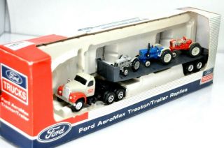 Ford Aeromax Flatbed Tractor Trailer Ertl 3 Tractors 1/64 Scale Limited Edition