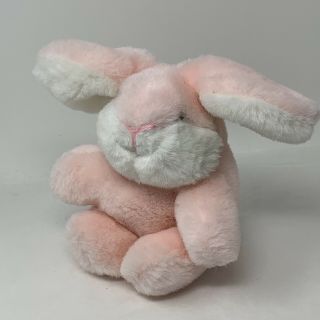 Vintage Gund Pink White Bunny Rabbit Plush Stuffed Animal 1982 Korea 7 " Sitting