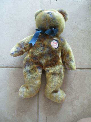 Beanie Babies TY Official Club 2000 Bear Brown Blue 15 Inches Height 2