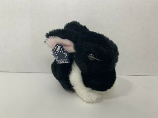 Applause Vintage 1986 Plush Stuffed Small Black White Bunny Rabbit Toy With Tag