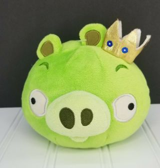 Commonwealth Angry Birds Green King Pig Gold Crown 5 " Plush 2010 No Sound