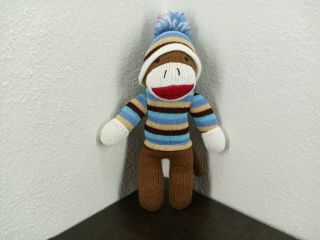 Dan Dee Plush Sock Monkey Striped Sweater & Hat 10 " Stuffed Animal Toy