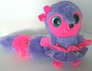 Ideal Toys Direct Purple & Pink Lemur Plush Animal 7 " Big Eyes Ruffled Skirt