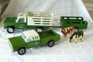 Vintage Nylint Farm Stake Truck - Reg Cab - Trailer & Animals Playset -