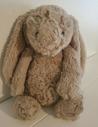 12 " Jellycat Medium Bashful Bunny Rabbit Tan Beige Taupe Plush Stuffed Animal