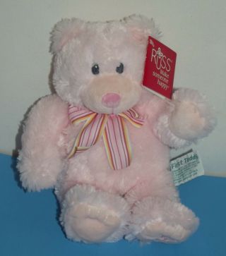 Russ Berrie Make Someone Happy My First Teddy Bear 10 " Plush Pink Stuffed Toy