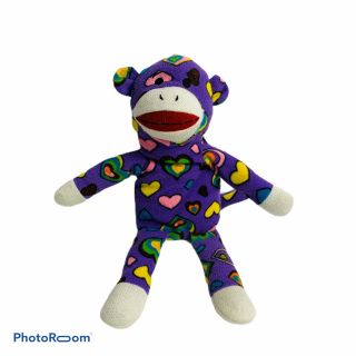 Sock Monkey Purple With Hearts Dan Dee Plush 15 " Lovey Toy Collectors Choice