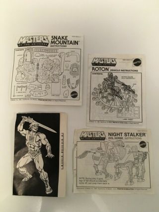 Vtg Mattel He - Man Masters Of The Universe Snake Mountain Instructions Bonus
