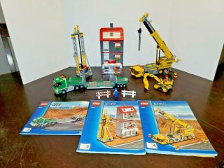 Lego City 7633 Construction Job Site 100 Complete Crane Semi Backhoe Lift House