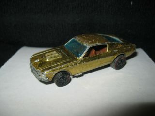 Hot Wheels Redline Custom Mustang Gold With Painted Tail Brown Interior