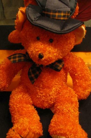 Russ 16 " Halloween Teddy Bear Orange Plush Stuffed Animal Doll Teddy Bear