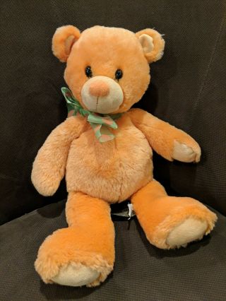 First & Main Bright Berrie Orange Teddy Bear 16 " Plush Stuffed Polka Dot Bow