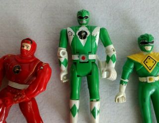 Bandai Mighty Morphin Power Rangers 2 Green And 1 Red Rangers 5 " Tall
