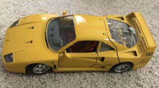 Burago 1987 Ferrari F40 Yellow 1/18 Scale Made In Italy - No Box