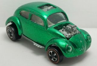 Custom Volkswagen - Green With White Interior,  Usa 1968 Hot Wheels Redline