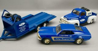1:24 Ertl Mickey Thompson 1969 Ford Mustang Mach I W/truck & Trailer Bank Set