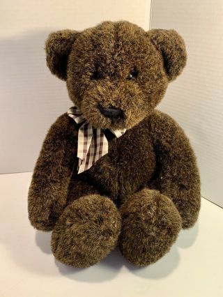 Gund Dark Brown Teddy Bear Stuffed Plush 20” Brown/white Bow 6451