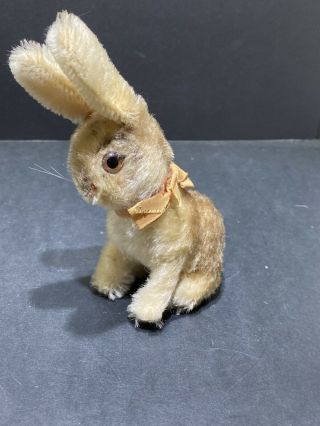 Vintage (possibly Steiff?) 4 " Bunny Rabbit With Ribbon & Movable Head