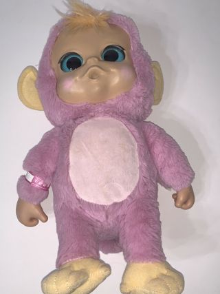 Jakks Pacific Animal Babies Nursery Pink Monkey Sounds Plush 14”