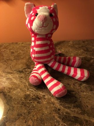 Douglas The Cuddle Toy Stuffed Animal Plush Cat Pink White Stripes & Polka Dots