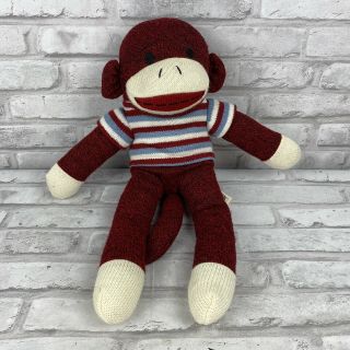 Dan Dee 17 Inch Red Sock Monkey With Striped Sweater Collector 