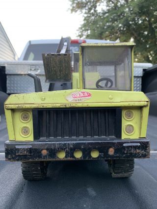 1970 ' s Mighty Tonka Shovel Truck Green Pressed Steel Old Toy Digger Vintage 2