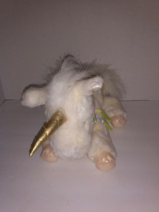 A&A White Unicorn With Gold Horn Plush 8 