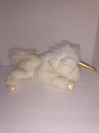 A&A White Unicorn With Gold Horn Plush 8 
