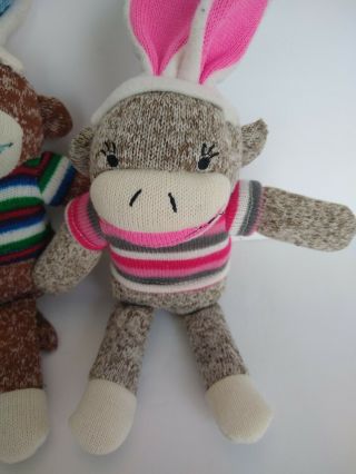 Dan Dee Sock Monkey Easter Bunny Pink Blue boy girl twins Stripe 12 Inch 3
