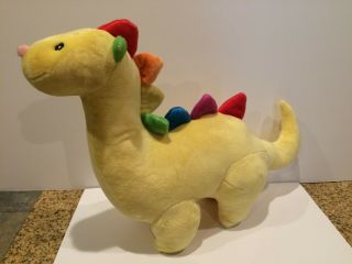 Baby Gund Tutti Frutti Dinosaur 14 " X 10.  5 " Yellow Colorful Plush Euc