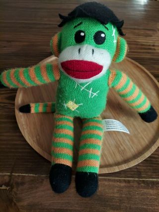 Dan Dee Sock Monkey Frankenstein Halloween Green Black 14” Stuffed Plush