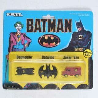 Batman Ertl Die Cast Metal Batmobile Joker Van Batwing Toy Mini Ornament Moc Nos