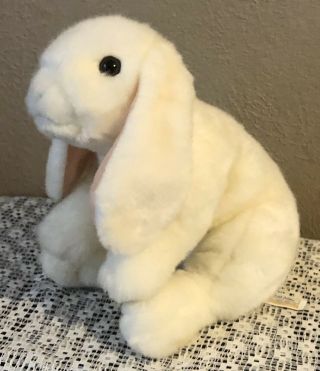 Animal Alley White Cream Bunny Rabbit 12” Plush Lop Earred Realistic Animal - Euc