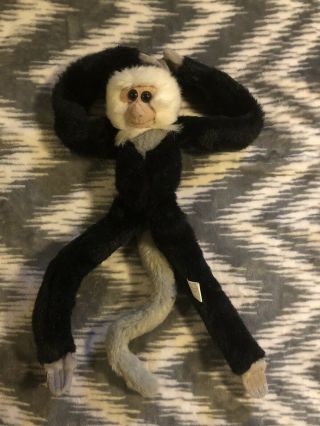 Euc K&m International Wild Republic Plush Black Hanging Monkey 17 " Retired 1999