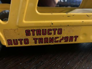 Vintage Structo Yellow Auto Transport Trailer Pressed Steel Chrome Toy Truck 3