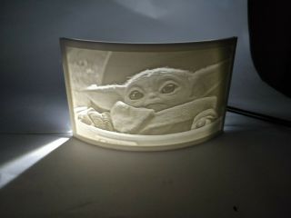 Star Wars The Mandalorian Child Baby Yoda 3d Printed Lithophane White Nightlight