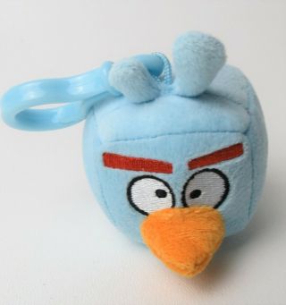 2012 Angry Birds Space Ice Cube Blue Bird Plush Backpack Clip 4 "
