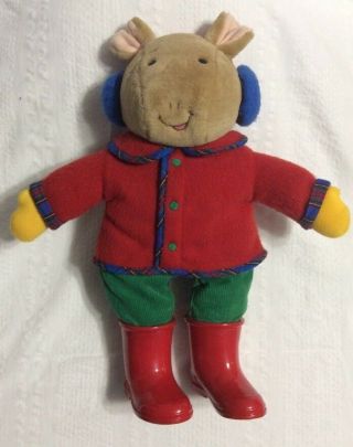 Arthur Plush 14 " Red Boots Red Coat Ear Muffs No Glasses  7c