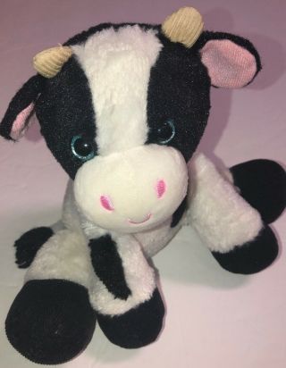 First & Main Cow Stuffed Animal Black & White Corduroy Hands And Feet 8”